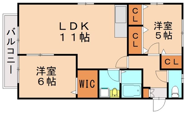 東中間駅 徒歩4分 1階の物件間取画像